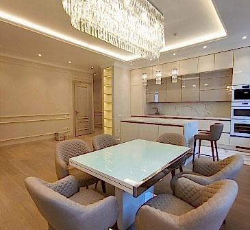 Фото выполненного капитального ремонта гостиной в 4-к квартире 115 м2 Фото 3