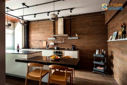 Дизайн-проект кухни 15м2 в стиле лофт
