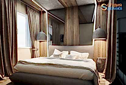 Дизайн-проект спальни 4м2 в стиле лофт