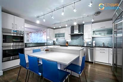 Кухня 20м2 в стиле хай тек