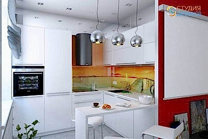 Кухня 7м2 с хай тек дизайном