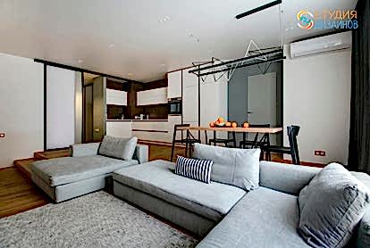 Дизайн-проект кухонной зоны в квартире-студии 32м2 в стиле минимализма