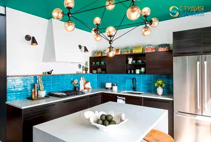 Дизайн-проект кухни трехкомнатной квартиры 62м2 в стиле эклектика