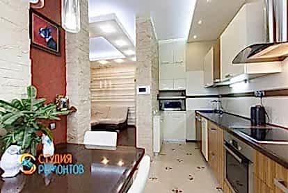Дизайнерский ремонт кухни в трехкомнатной квартире 70 кв.м.