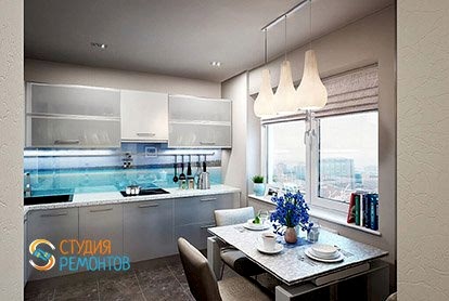 Дизайнерский ремонт кухни в четырехкомнатной квартире 89 кв.м.