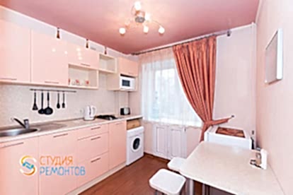 Отделка кухни в однокомнатной квартире 24,5 кв.м под ключ