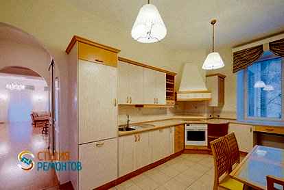 Пример ремонта кухни в четырехкомнатной квартире 93 м2