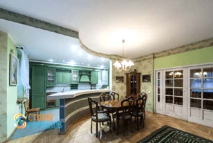 Пример капитального ремонта кухни с залом в 5-комнатной квартире 110 кв.м., фото 1